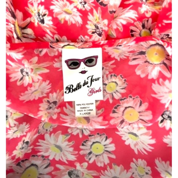 BELLA DU JOUR SHEER FLOWY PINK FLORAL OPEN BLOUSE WOMENS SIZE XL - Picture 8 of 10